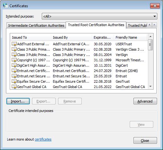 data transfer and in order not to get a security warning about the certificate reliability on the services that uses certificates created by METU-CA.