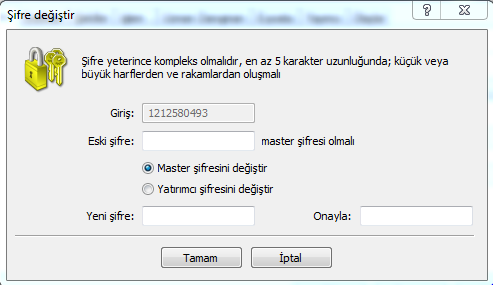 1.b Şifre Değiştirme Hesabınıza ait şifrenizi değiştirmek istediğinizde, üst menüden Araçlar > Seçenekler kısmına gelinir.