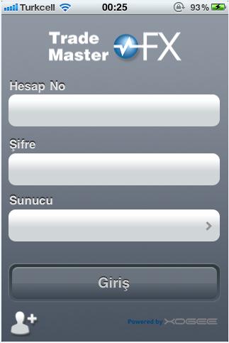 TradeMaster FX Iphone Kullanımı: TMFX Platformuna Giriş: Platform App Store aracılığı ile iphone üzerine indirildikten sonra, ekrana gelen TradeMaster FX kısayolu tıklanır.