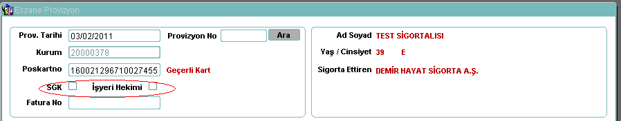 *Sigortalının herhangi bir hastalıkla ilgili limit uygulaması varsa ekranda bu limitlendirme ile ilgili bilgi yer alır. Böyle durumlarda ilaçların tamamı ekrana girilir. Provizyon Al butonuna basılır.