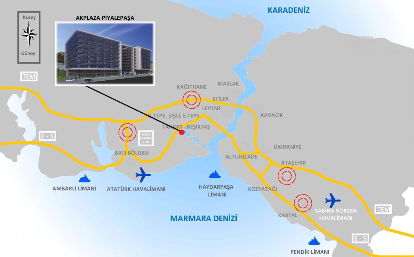 YAKIN ÇEVRE Kentsel dönüşüm bölgesi olan Piyalepaşa, merkezi konumu nedeniyle İstanbul'un yeni Ofis merkezlerindendir.
