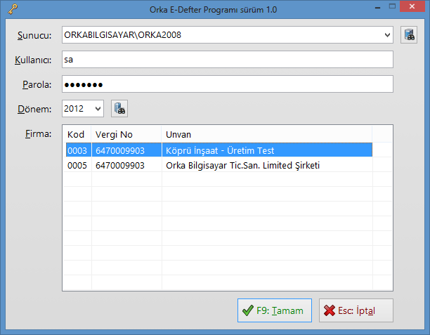 ORKA E-DEFTER PROGRAMI sürüm 1.0.0.0 Orka E-Defter Programı, Orka SQL-2012 Programı ile entegre çalışan bir programdır. Ayrıca dışarıdan direkt olarak çalıştırabilir.