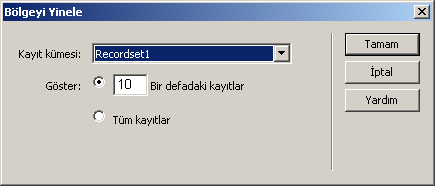 1.6. Satırları Tekrar Etme Veriyi sayfalara bağlama sırasında veri tabanı tablomuzda bulunan 3 kaydı sayfaya sürüklediğimiz zaman sunucu davranışı oluşturma işlemi gerçekleştirmiş olmaktayız.