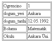 Liste.asp sayfası web tasarımı editöründe aşağıdaki gibi görüntülenecektir. Liste.asp sayfasını çalıştırdığımız zaman görüntü aşağıdaki gibi olacaktır. Şekil 2.2: Liste.