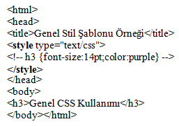 Yerel CSS, html belgesinin <body> bölümüne yazılır ve bir defaya mahsus olmak üzere sadece yazıldığı yerde etkili olur.