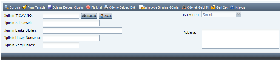 HYS uygulamasında ödeme yapılacak kişilerin bilgileri ilgilinin bilgileri şeklinde ifade edilen kısımdan gerçekleştirilir.