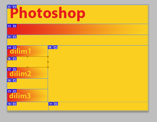 Photoshop ta Web Sayfaları Oluşturma Dilimleme Photoshop ta üzerinde çalışılan resim dosyaları, düzenlenen fotoğraflar veya tasarlanan sayfalar web ortamında kullanılmak üzere hazırlanabilir.