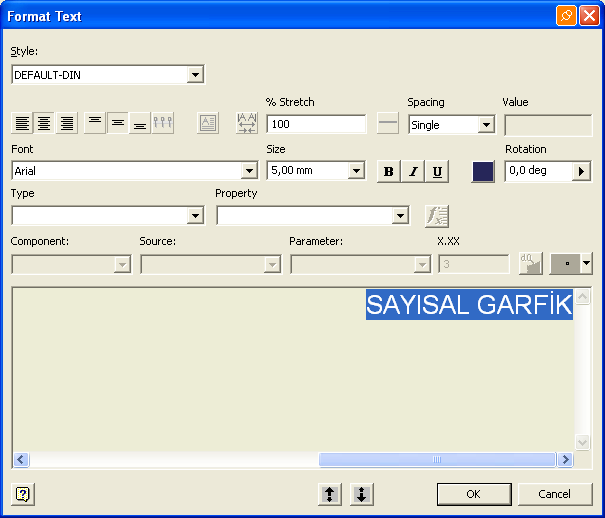 Autodesk Inventor 2008 Tanıtma ve Kullanma Kılavuzu SAYISAL GRAFİK Antet bloğu çizime yerleşir. 8.