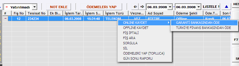 MOUSE SAĞ TUŞ İLE İŞLEM MENÜSÜ Faturanızın üzerinde mouse ile sağ tıkladığınızda açılan menüden işlemlerinizi kolayca gerçekleştirebilirsiniz.