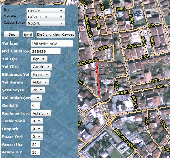 Yeni yapılacak yolların özellikleriyle birlikte sorgulanabildiği bir yazılım