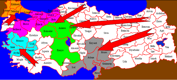 Şekil 2: Tehlikeli Atık Yönetimi için Türkiye deki Bölgesel