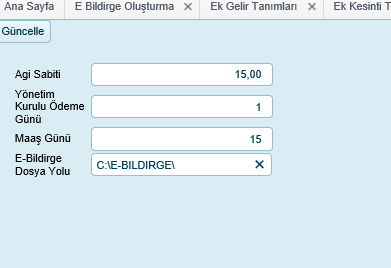 Tanımlar > Bordro Değişkenleri menüsü tıklandığında ilgili oda/birim için bordro değişkenleri listenelir ve tanımlaması yapılabilir.