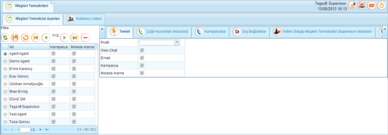 TegsoftCC Supervisor (Yetkili Kullanıcı) Inbound Çağrı Merkezi Eğitim Dokümanı Sayfa 8 / 24 