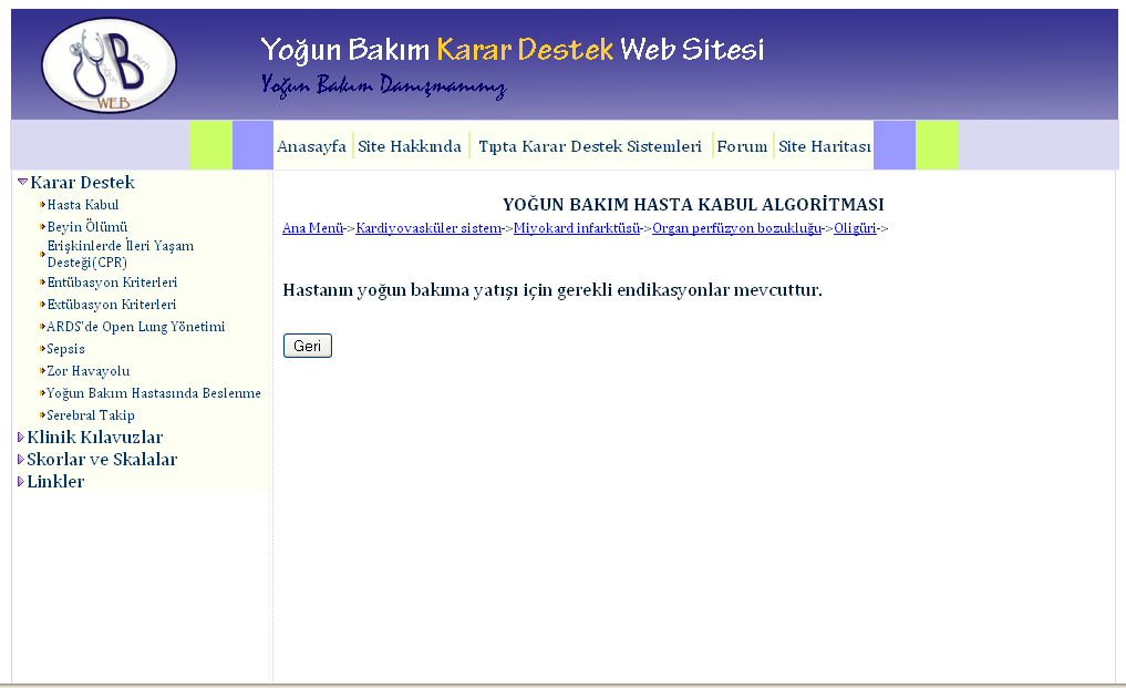 30 Şekil 1 Hst kbul lgoritmsı için örnek ekrn görüntüsü Web sitesinde lgoritm formtın dönüştürülemeyen yni sdece belirli durumlr için gerekli tedvi tlimtlrını içeren kılvuzlr d