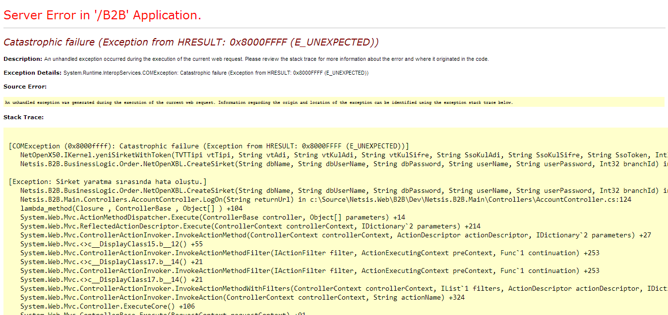 2. Range Check Error Çözüm: B2B set bölgesindeki Netbridge/7.0 klasörü içerisindeki Netbridge.dll i C:\Program Files\Netsis\com klasörü altındaki dosya ile değiştiriniz.