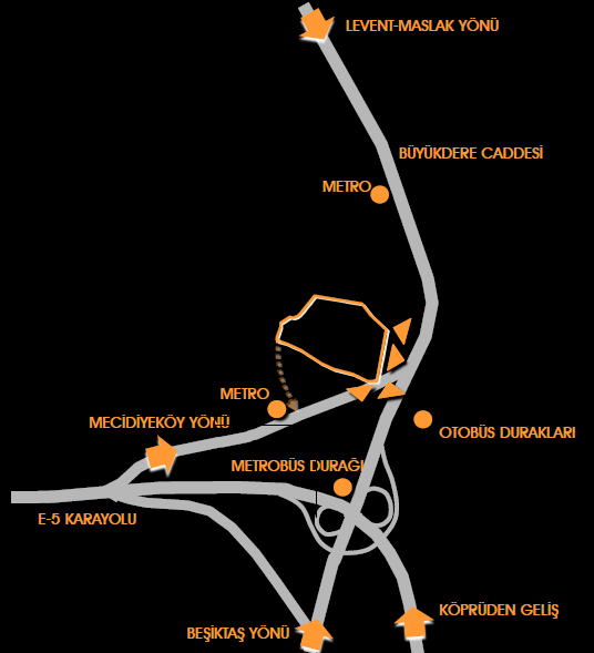 Proje Konum Ulaşım / Mesafe Gayrettepe Metro :300m. Zincirlikuyu Metrobüs Durağı :500m. Taksim :3.5km Boğaziçi Köprüsü :2.