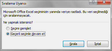 Ekran çıktısı incelendiğinde 2,3,4 satırlarına filitre uygulandığını ve artık onların görüntülenmediğini göreceğiz.