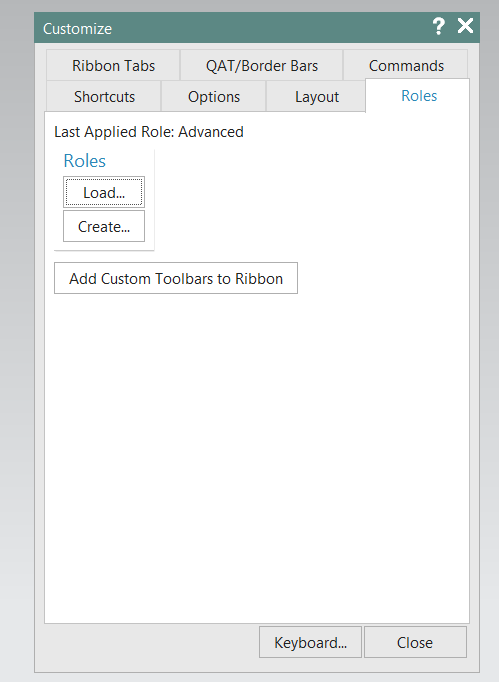ROLE AYARLARI NX in diğer sürümlerinden kaydedeceğiniz role (.mtx) dosyasını NX 10 içerisinde çalıştırarak tüm arayüz ayarlarını kaydedebilirsiniz.
