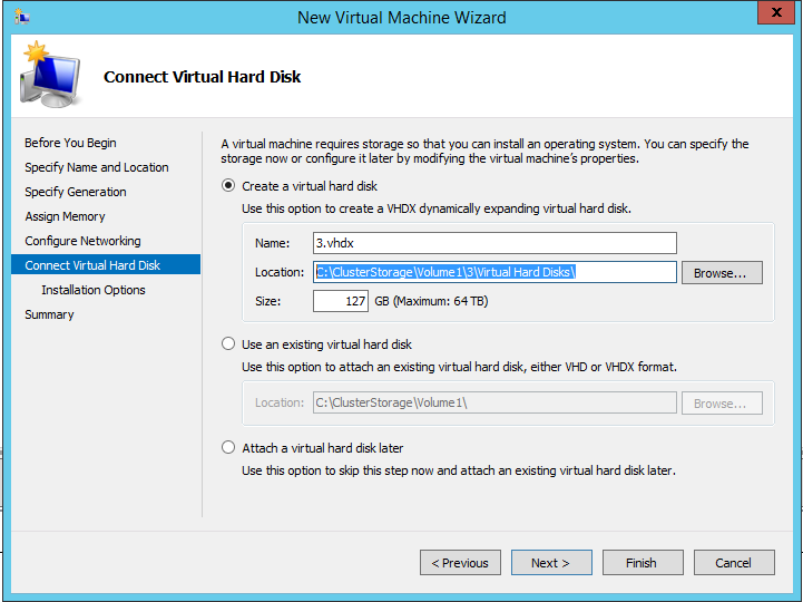 Windows Server 2012 R2 Hyper-V Failover Cluster Kurulum ve Yapılandırma-124 Sanal makinemize sanal bir disk