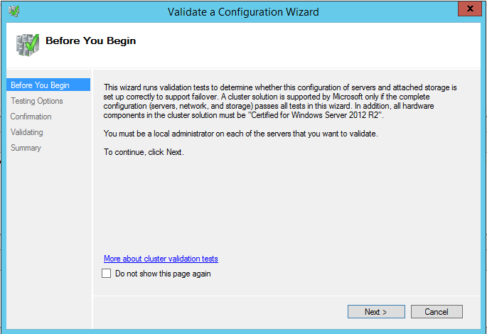 Windows Server 2012 R2 Hyper-V Failover Cluster Kurulum ve Yapılandırma-90 Before You Begin ekranına