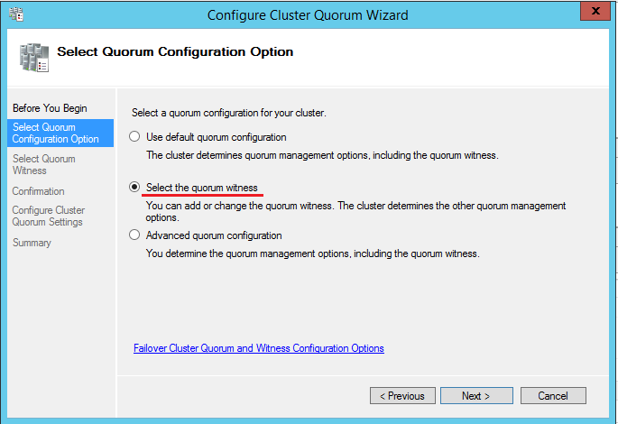 Windows Server 2012 R2 Hyper-V Failover Cluster Kurulum ve Yapılandırma-104 Select Quorum