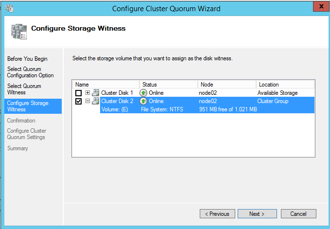 Windows Server 2012 R2 Hyper-V Failover Cluster Kurulum ve Yapılandırma-106 Configure Storage Witness ekranına geldiğimizde