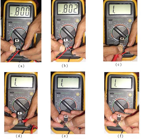 Şekilde görülen transistörün sağlamlık kontrolünü ve uçlarının tespitini dijital multimetre ile yapalım. Resim 1.3: Transistör sağlamlık kontrolü Resim 1.3.a. Kırmızı Prob Transistörün 1 nu.