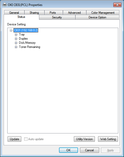 Windows Yardımcı Programları Ağ Uzantısı Ağ Uzantısında, yazıcıdaki ayarları kontrol ederek seçeneklerin bütününü ayarlayabilirsiniz.