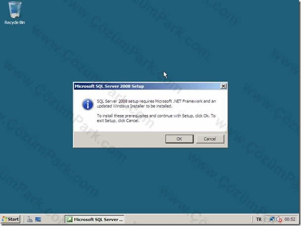 Karşımıza SQL 2008 kurulumu için.