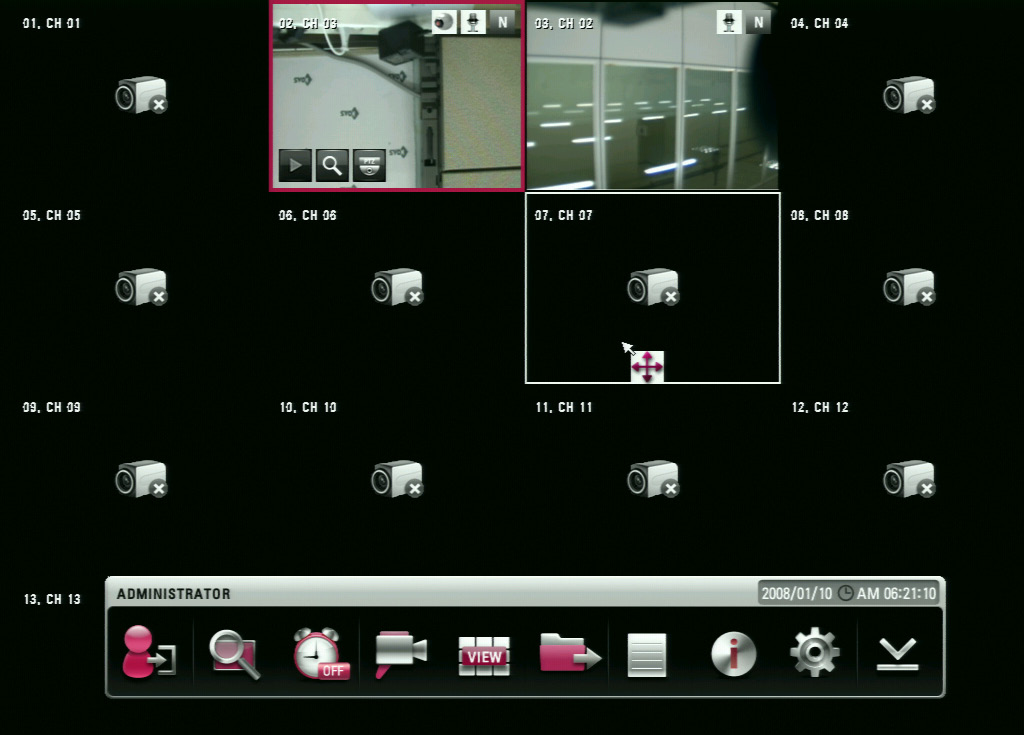 Kurulum 21 f Canlı Ekran Geçerli gözetlemenin canlı ekranını görüntüler. g Sistem Kontrol Çubuğu ( ) Tarih ve saati görüntüler.
