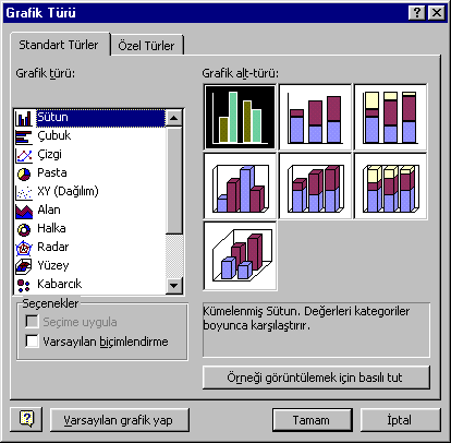 Insert Chart (Grafik) Ekle-Resim-Grafik(Insert-Picture-Chart) komutunu verdiğimizde karşımıza içerisinde veriler bulunan bir Excel sayfası gelir.