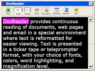 DökümanOkuyucusu DökümanOkuyucu kolay görüş için tekrar düzenlenmiş özel alanlarında web sayfalarını ve emailleri okuyabilir.