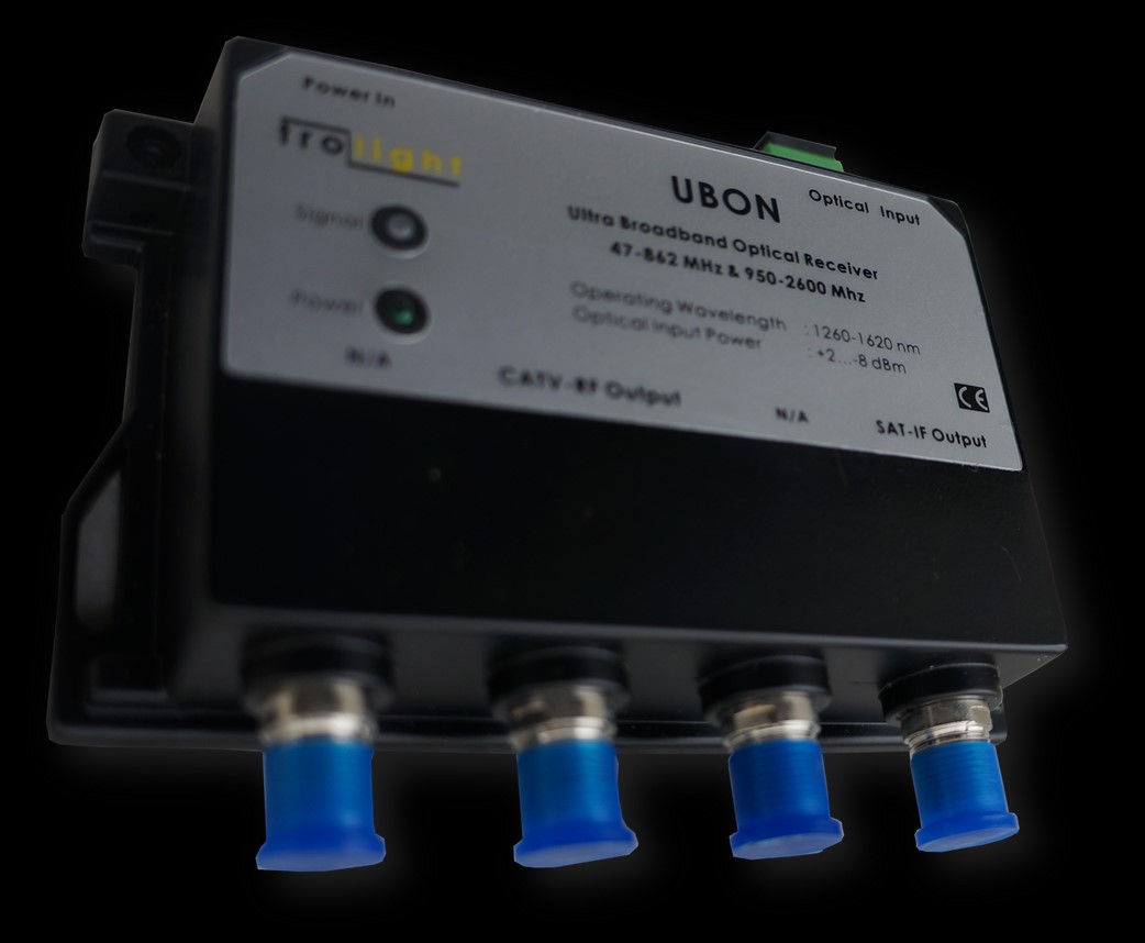 RF ve IF için ayrı ayrı çıkış veren UBON optik çeviriciler son cihaz olarak veya ultra geniş bant (2 GHz) yükselticilerle beraber proje şartlarına göre kullanılabilir.