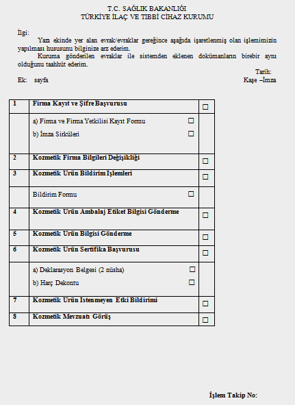 Standart dilekçeye http://www.titck.gov.tr/default.aspx?sayfa=kozmetik_bildirim&lang=tr-tr linkinden ulaşılabilmektedir. Şekil 5. Standart Dilekçe ekran görüntüsü.