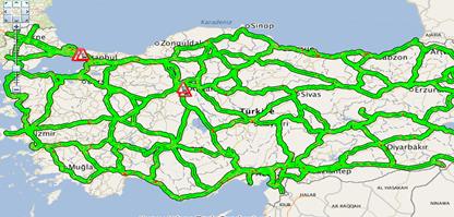 4 Trafik (Trafik) Butonu ile harita üzerinde anlık trafik bilgisini görebilirisiniz.