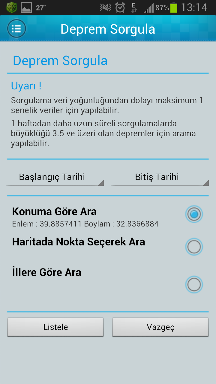 ait Deprem Bölgeleri Haritası ve lejantı bulunmaktadır. 1.2. Depremi Hissettiniz Mi? AFAD-Deprem uygulamasının içerisinde yer alan Depremi Hissettiniz mi?