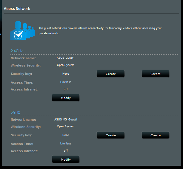 4. İlave seçenekleri yapılandırmak için, Modify (Değiştir)'i tıklatın. 5. Enable Guest Network (Konuk Ağı Etkinleştir) ekranında Yes (Evet)'i tıklatın. 6.