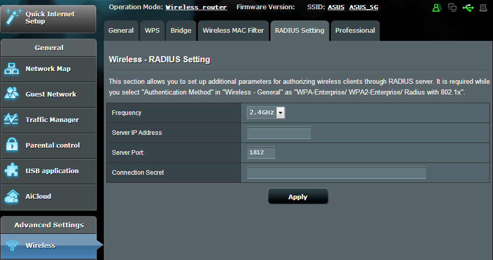 4.1.5 RADIUS Ayarı RADIUS (Uzak Kimlik Doğrulama Çevirmeli Kullanıcı Hizmeti) Ayarı, Kimlik Doğrulama modu olarak WPA-Kuruluş, WPA2-Kuruluş veya 802.