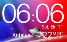 96 Android Market ve diğer uygulamalar Saat'i kullanma HTC Saat widget'i hakkında Geçerli tarihi, saati ve konumu görmek için HTC Saat widget'ini kullanın.