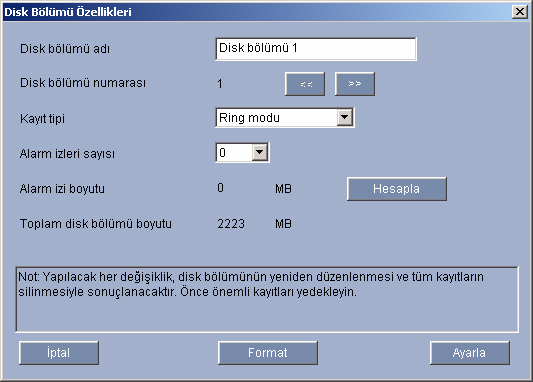 VIP X1600 Internet Tarayıcı Kullanarak Konfgürasyon tr 53 5.18.4 Bölümün Düzenlenmes Br bölümün konfgürasyonunu stedğnz zaman değştreblrsnz.! DİKKAT!