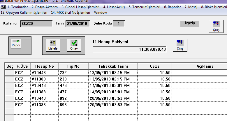 1.5 TEMERRÜT İŞLEMLERİ Üyelerin temerrüt borçlarının cezalarını kapatmak ve bu işlemleri raporlamak amacıyla kullandıkları ekranlardır. 1.5.1 Tahakkuk Kapama Üyelerin temerrüt ya da gecikmede kapattıkları mcall borçlarına tahakkuk eden cezayı ödemek için kullandıkları ekrandır.