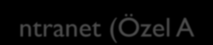 Ġntranet (Özel Ağ Ġç Ağ) Belirli bir kuruluş içindeki TCP/IP tabanlı bir ağ sistemine verilen isimdir (şirket içi Ġnternet). Ġntranet'ler ağ geçitleri ile diğer ağlara veya Ġnternet e bağlanabilir.