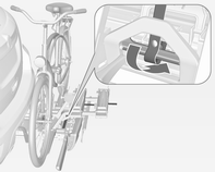 60 Eşya saklama ve bagaj bölümleri 3. Her iki bisiklet lastiğini gerdirme bantları ile tekerlek yuvalarında emniyete alın. 4. Bisikletin sıkı bir şekilde yerleşmiş olmasına dikkat edin. 1.
