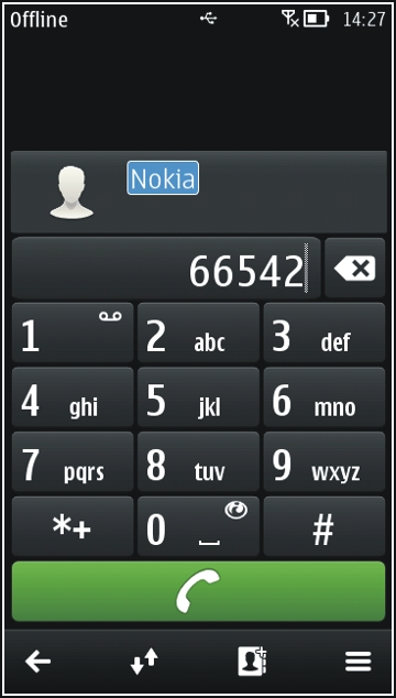 38 Telefon Telefon Telefon numarasını arama 1 Giriş ekranında, numara çeviriciyi açmak için 'ni seçin. 2 Telefon numarasını girin. Bir rakamı silmek için 'ni seçin.