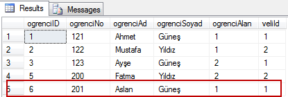 tbldevamsizlik(ogrenciid, devamsizlik) VALUES (@ogrenciid, 0) kayıt eklendiği zaman tbldevamsizlik tablosuna da kayıtla ilgili yeni bir kayıt ekliyoruz.