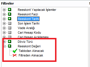 Reeskont düzeltmelerinde kullanılacak döviz türü Reeskont Düzeltmelerini Oluştur filtre satırlarında belirlenir.