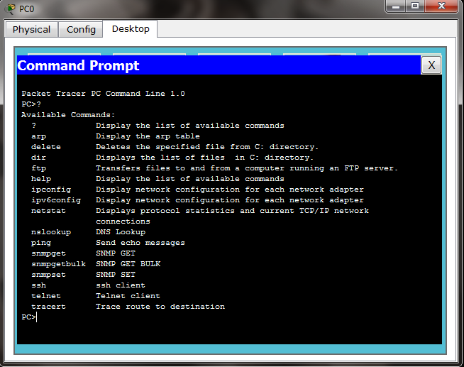 Command prompt Bilgisayarın çalışmasını yönlendirmek için komutların çalıştırıldığı bölümdür. Resim 1.28 de gösterilen komutlar desteklenir. Web browser Resim 1.