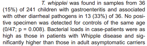 STE/SMG sorusu Tropheryma whipplei çocuklarda gastroenterite neden olur
