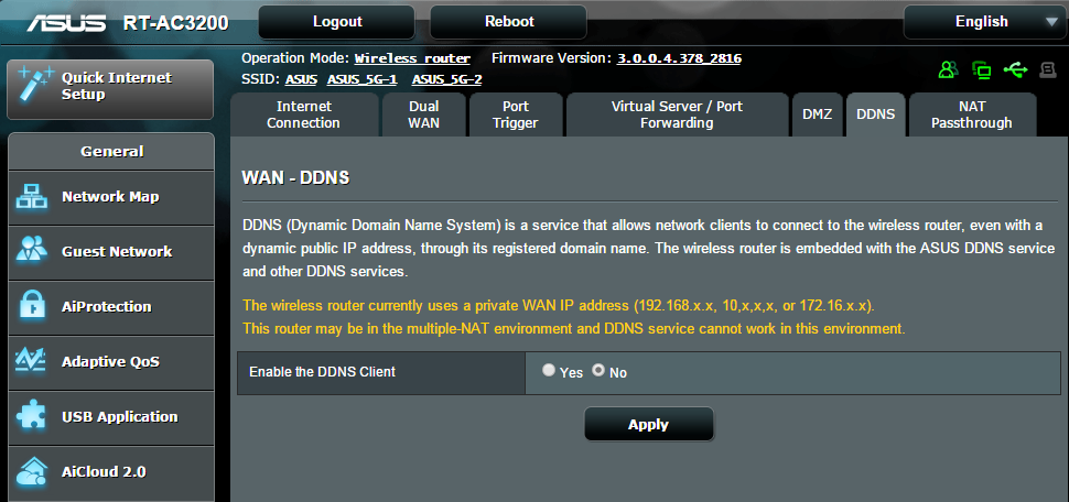 4.3.6 DDNS DDNS (Dinamik DNS) ayarlanması, sağlanan ASUS DDNS Hizmeti veya başka bir DDNS hizmetiyle ağınızın dışından yönlendiriciye erişmenize imkan verir. DDNS'yi kurmak için: 1.