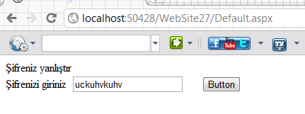 Response : Sunucunun istemciye veri yollamasını 27 Ekim 2011 / Perşembe Örnek : 2 tane sayfa açıyoruz,1nci ye TextBox1 ve Button ekliyoruz.